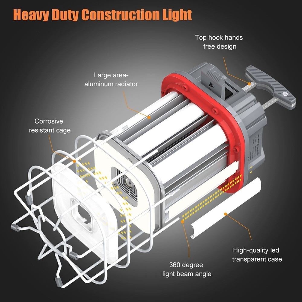 LED Temporary Work Light 80W LED Work Light for Construction Site Jobsite 5000K