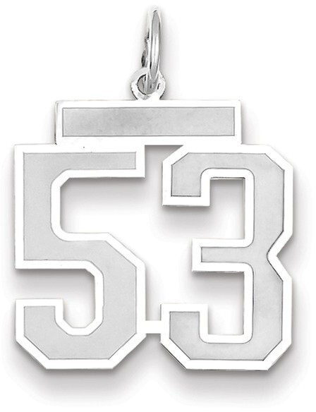 14K White Gold Medium Satin Number 53 Charm