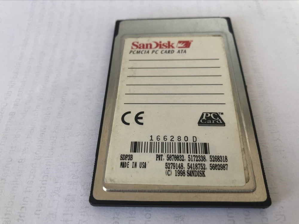 SANDISK 100MB FLASHDISK PC CARD ATA SUNDISK SDP3B-100