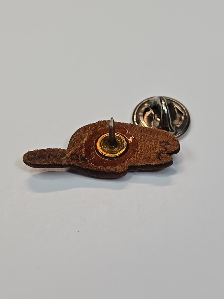 Beaver Lapel Pin Hand Tooled & Painted Leather