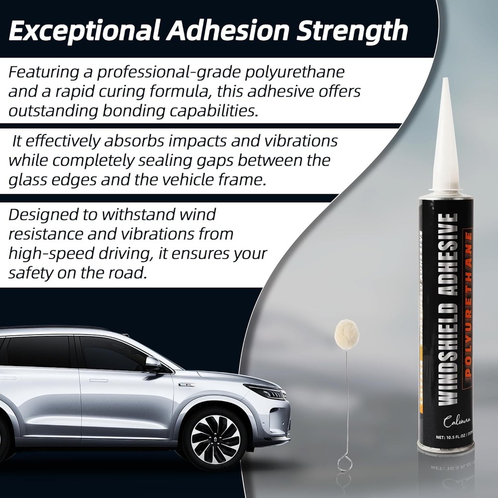 (2-Pack) Urethane Windshield Adhesive, Automotive Polyurethane 2pk, Black