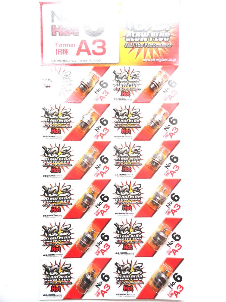 OS No.6 #6 A3 Hot Nitro Glow Plug - 12 Pack 71605300