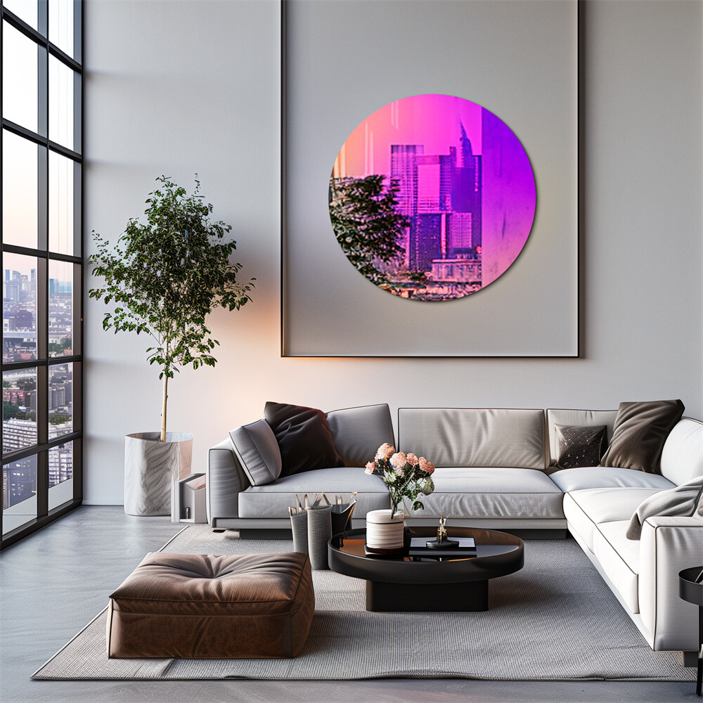 Round Wall Mirror Iridescent Effect Accent Mirror Rainbow Decor Mirror for Home