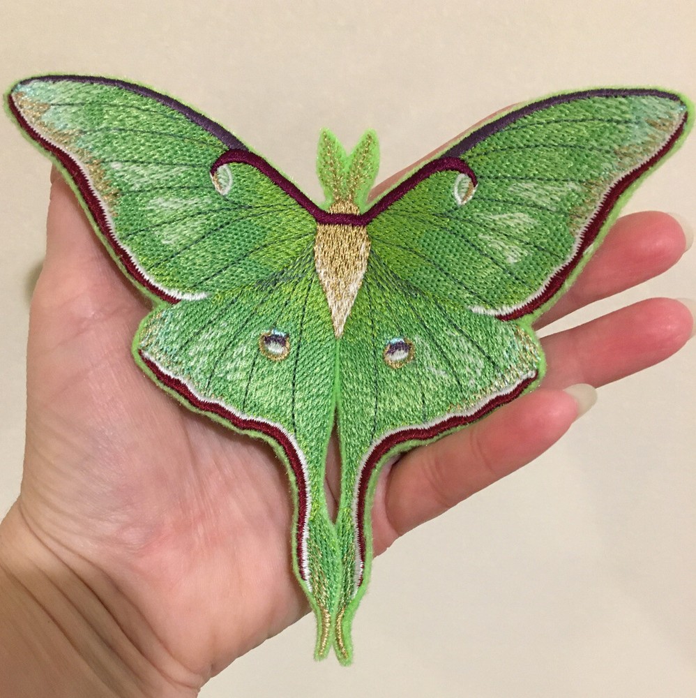GLOW in DARK Large 6” Inch Embroidered Luna Moth IRON ON Patch