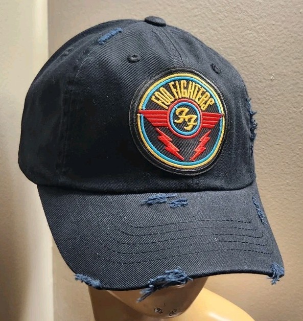 Foo Fighters Hat Low Distressed Adjustable Buckle Black Hat