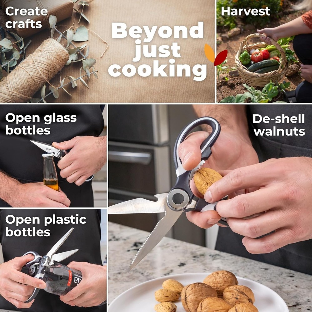 Versatile Utility Scissors - Ergonomic Grip, Dishwasher Safe