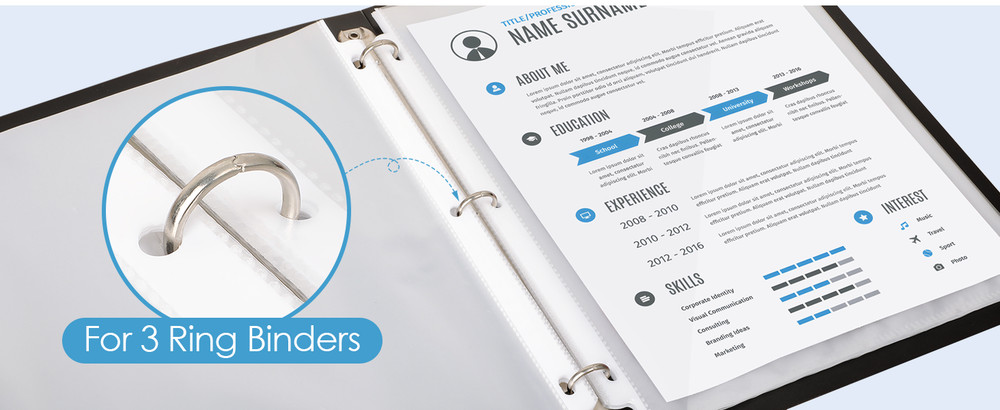 Sheet Protectors, Clear Loading Pa Protectors for 3 Ring