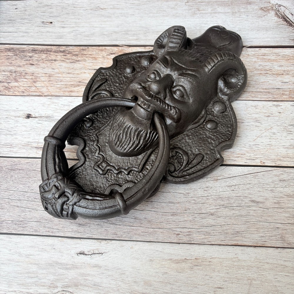 Cast Iron Devil Face Large Door Knocker Handle Pull – Rustic Farmhouse decor