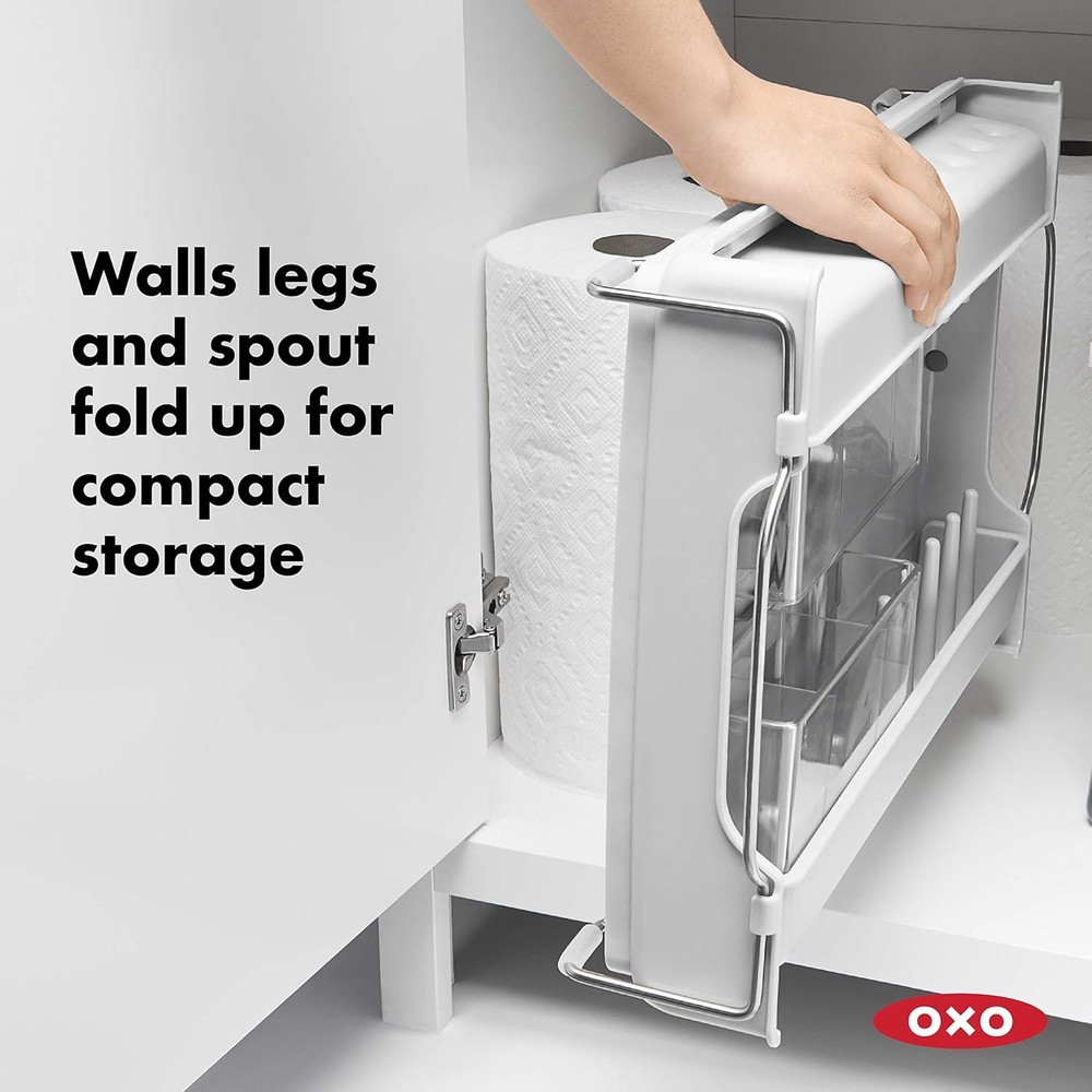 OXO Dish Drying Rack Home Kitchen Storage Organizer Drainboard Cutlery Chrome