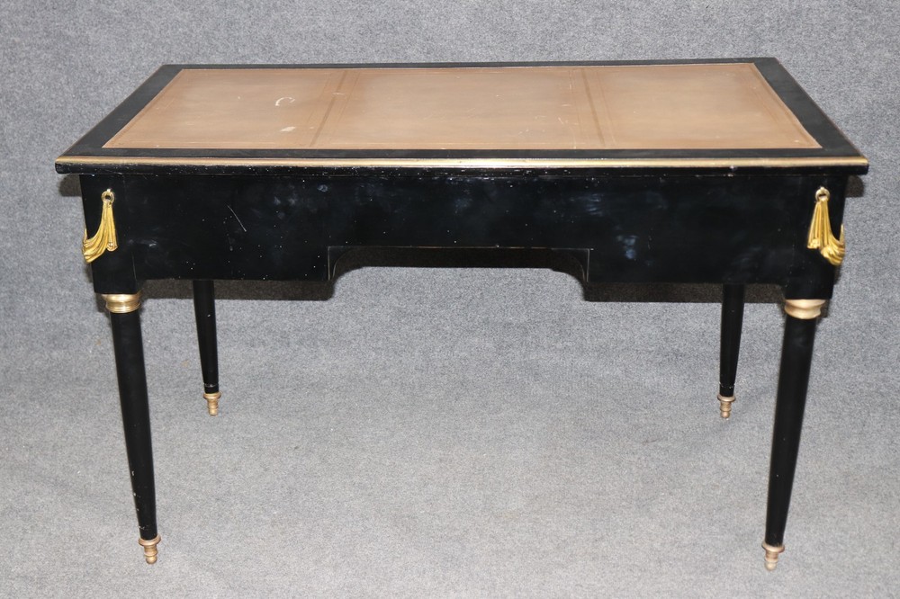 Maison Jansen Attributed Ebonized Leather Top Louis XVI Writing Desk