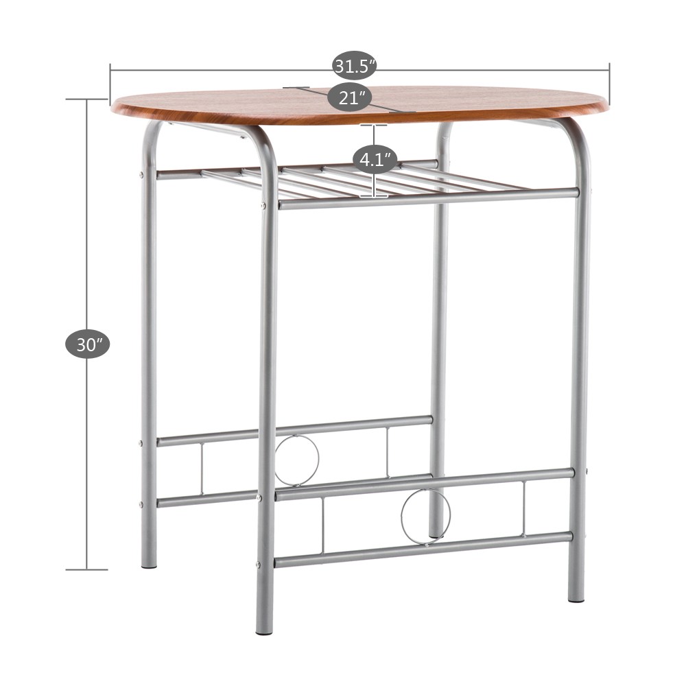 Brown Wood Grain PVC Breakfast Table (One Table and Two Chairs)