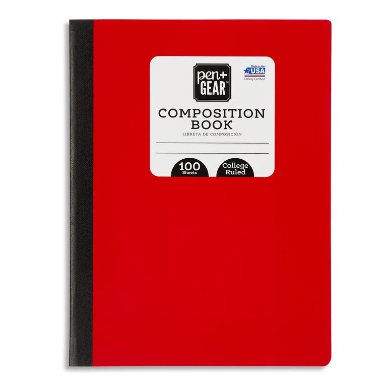 Composition Notebook COLLEGE Ruled 100 Page Solid Color Hard Covers 5-Pack