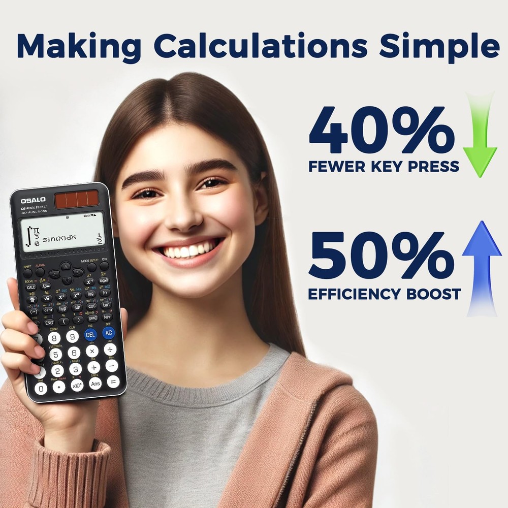 Scientific Calculator 417 Function 2 Line Display Solar Battery OS 991ES