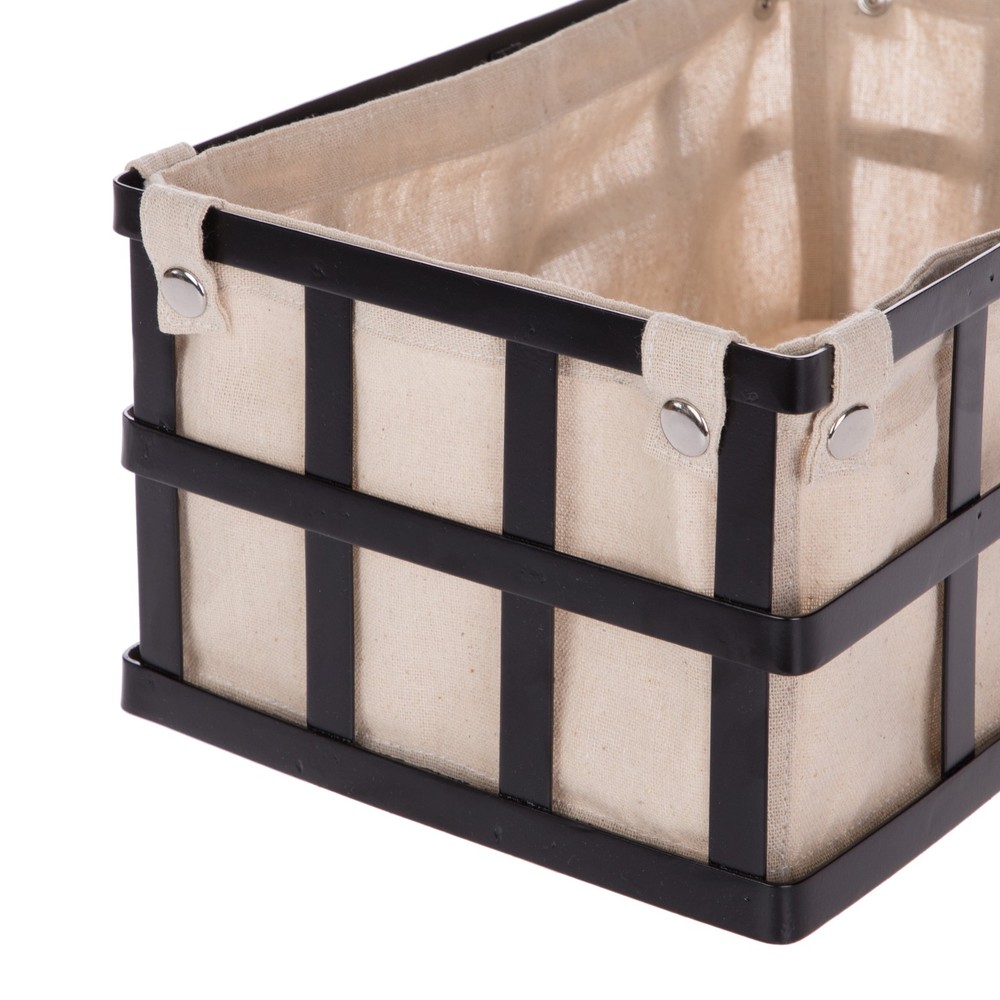 (2 pack Black Rectangle Metal Storage Basket W/ Removable Liner