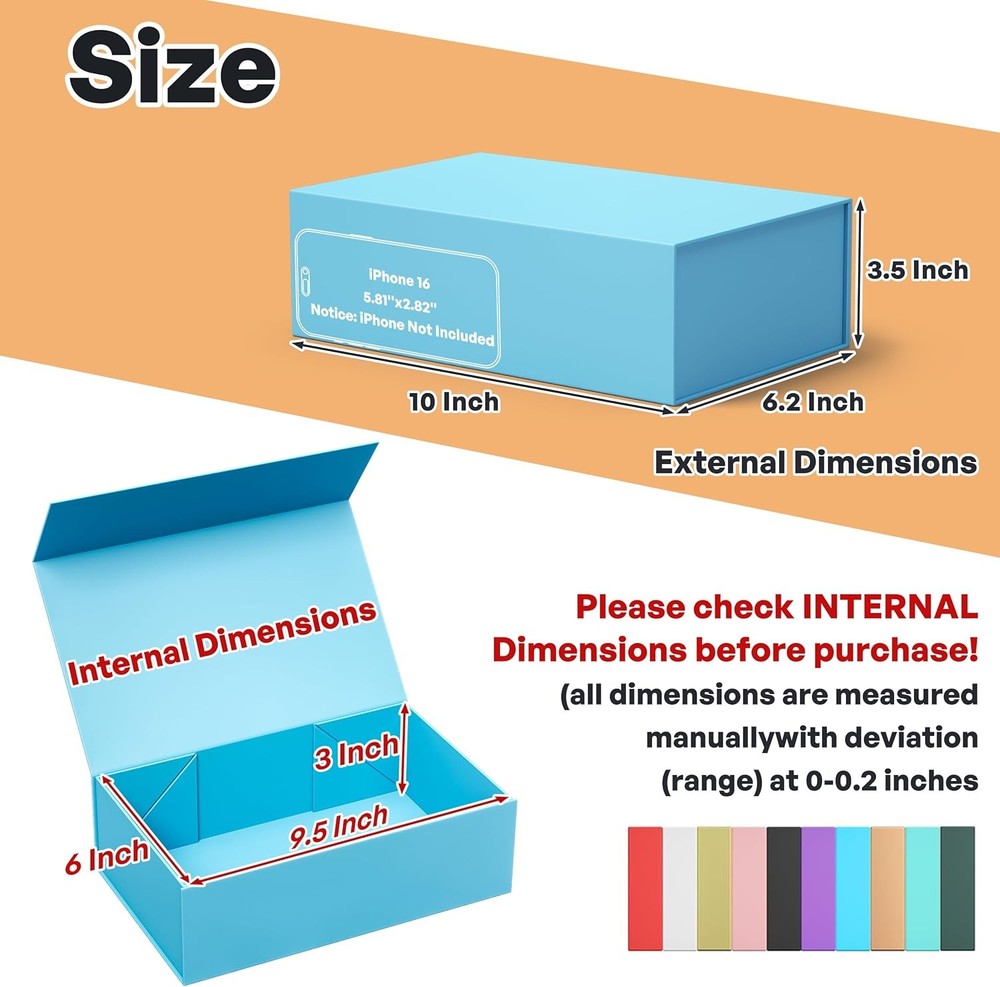 Gift Box Blue Magnetic Closure Collapsible Packaging