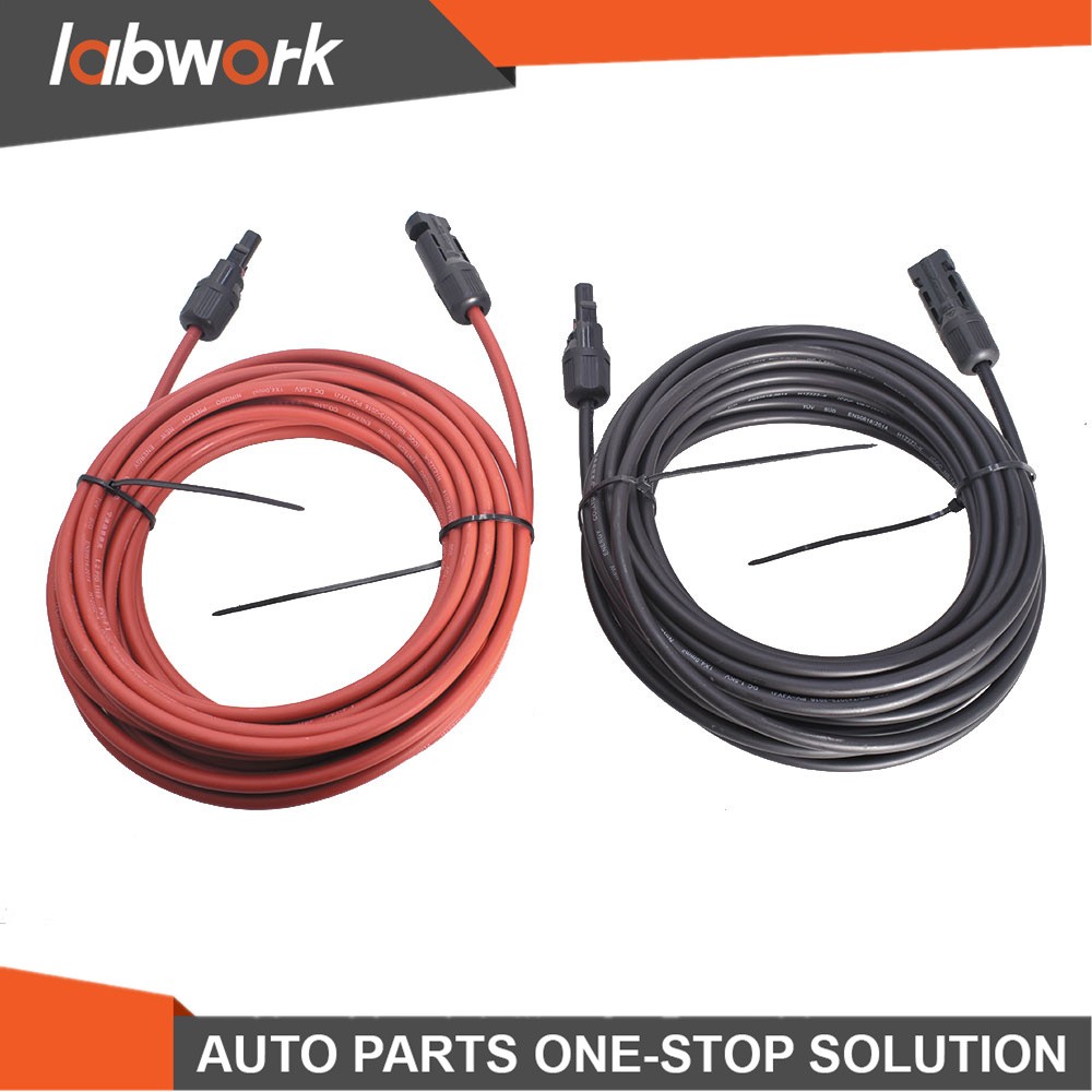 Labwork 1 Pair 20ft 12AWG Black+Red Solar Panel Extension Cable Wire Connector