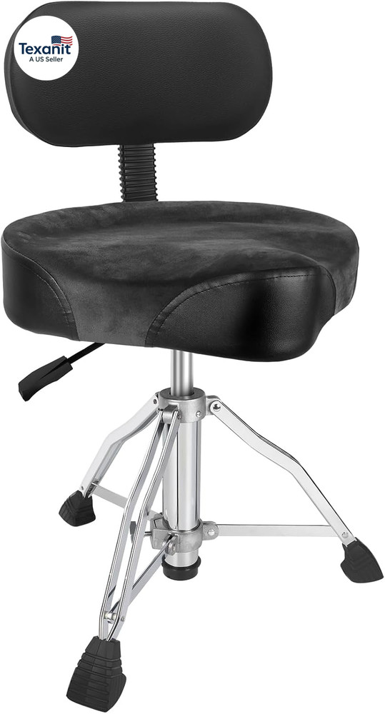 Saddle Drum Throne with Backrest,Hydraulic Drum Throne, Heavy Duty Drum Seat, He