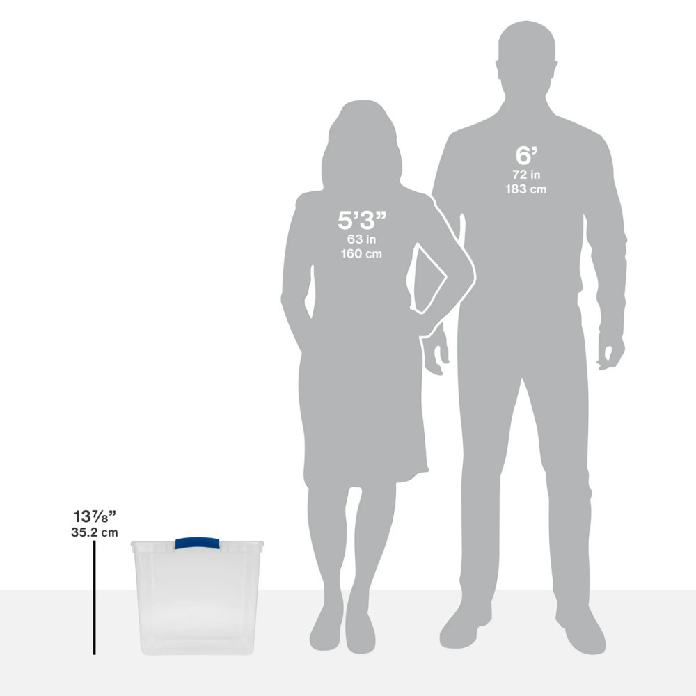 (6 pack) Sterilite Large Storage Bin, 66 Quart Clear Plastic Storage Container