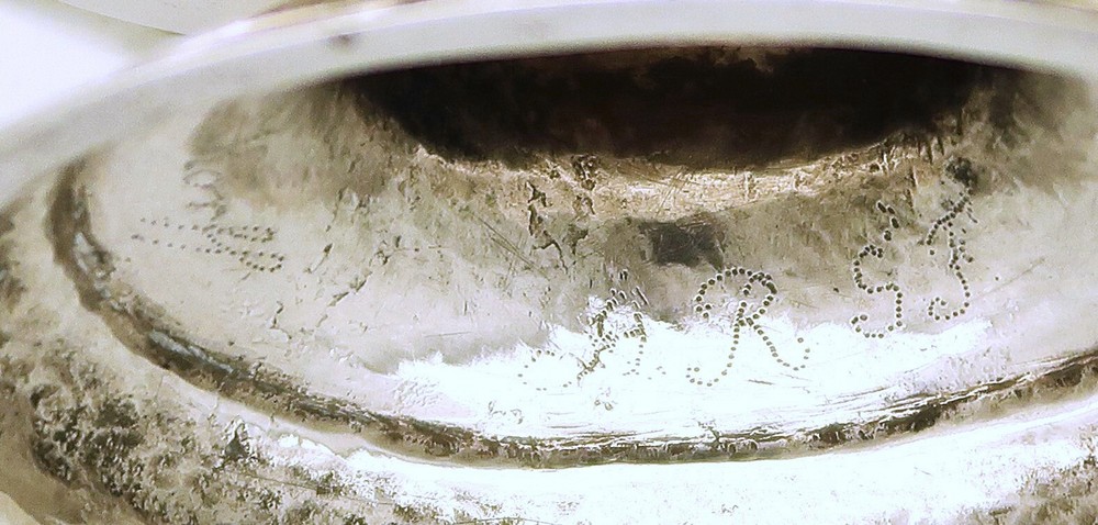 Danish Solid Silver Raised Pedestal Bowl Dish Marked Johan Roschke Dated 1755