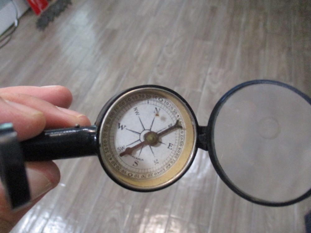 Rare Bavarian folding binoculars with compass & mirror Military engineer