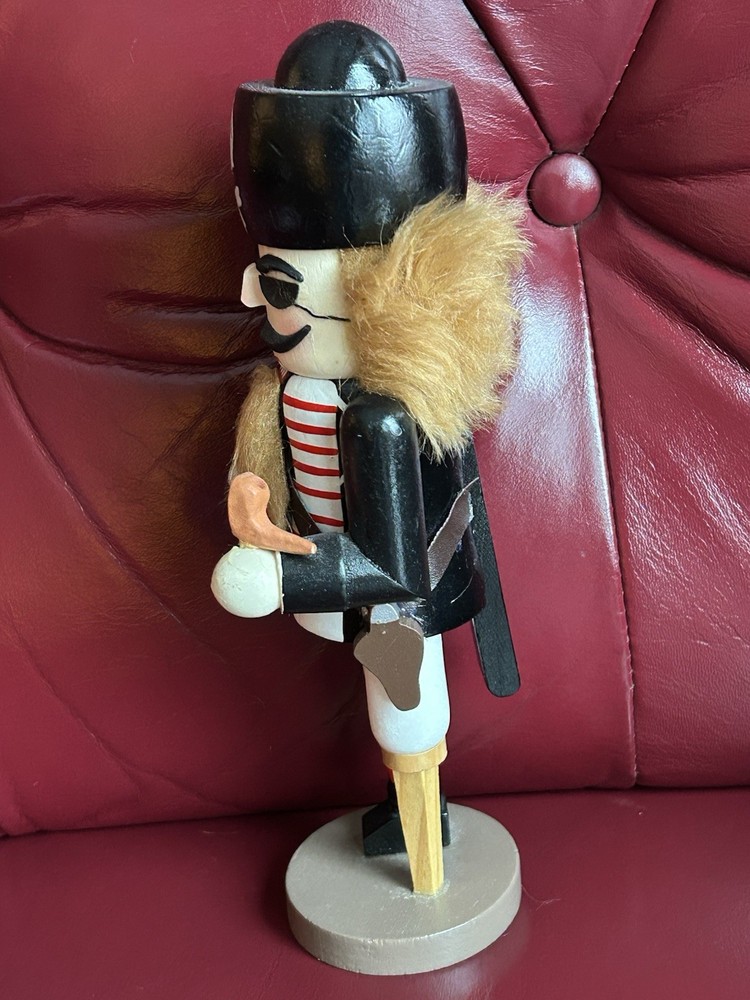 Christmas Pirate 9” Nutcracker made for Beachcombers-Patch, Peg Leg, Accessories