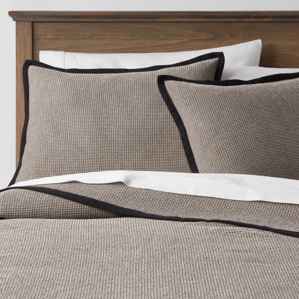 Standard Micro Waffle Coverlet Sham Black - Threshold: Cotton Dobby