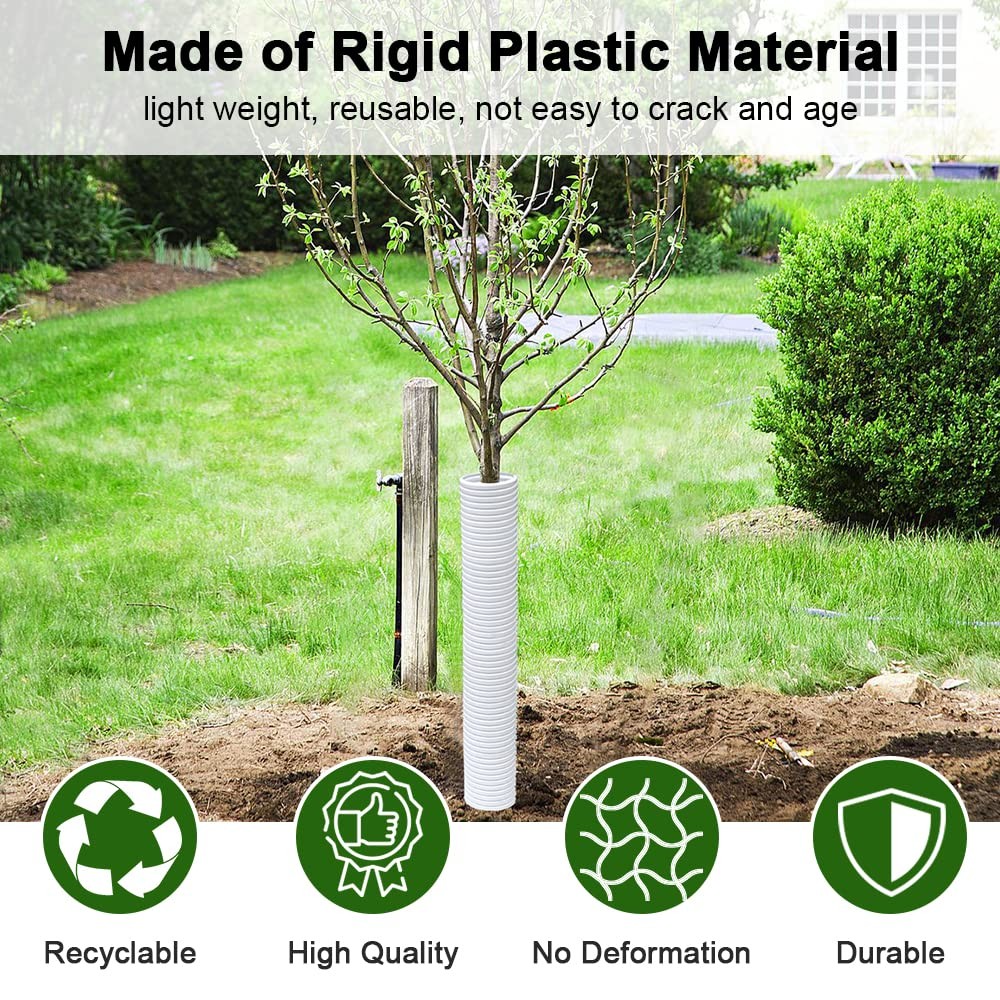 Corrugated Tree Guards, 7pcs Rigid PP Trunk Protectors, Bark White