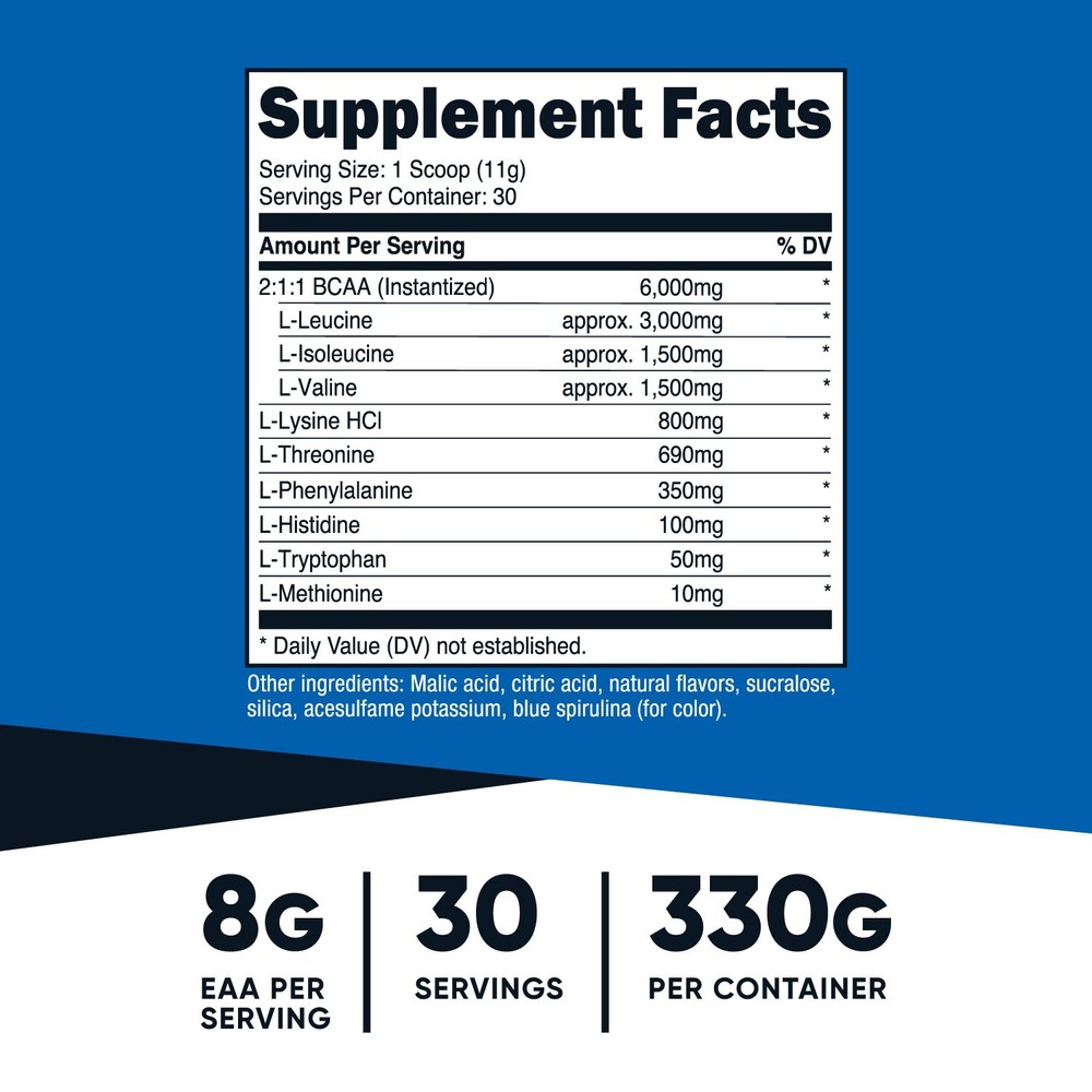 Nutricost EAA Powder 30 Servings (Blue Raspberry) - Essential Amino Acids