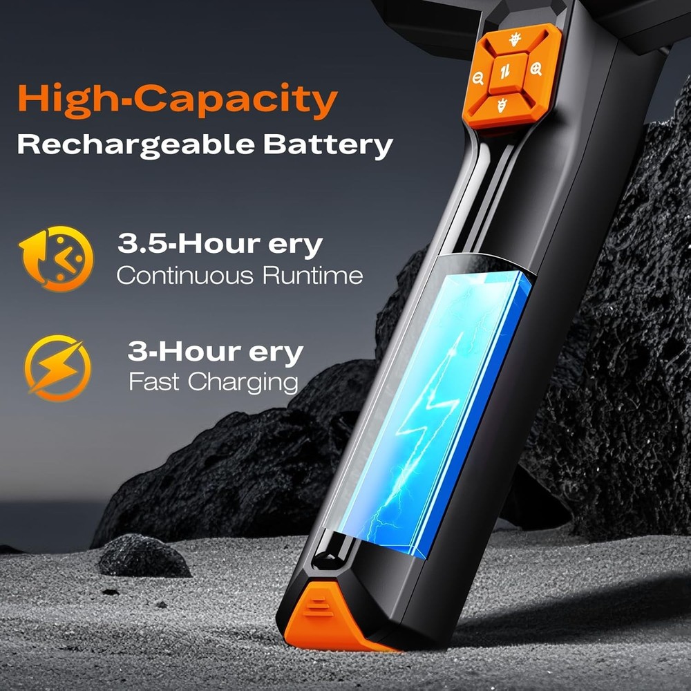 Endoscope Camera with Light, Handheld Borescope 4.3" IPS Screen, black