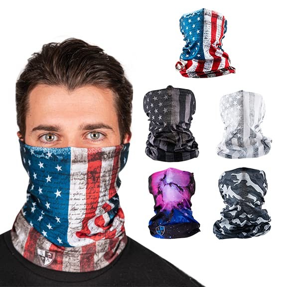 5Pack UV Face Shield Multipurpose Protector Neck Gaiter Elastic Face Mask Patrio