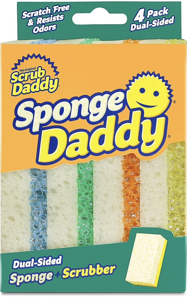 Scrub Daddy Sponge Daddy Dual-Sided Non- Scratch Sponge, Softs (4 pack)