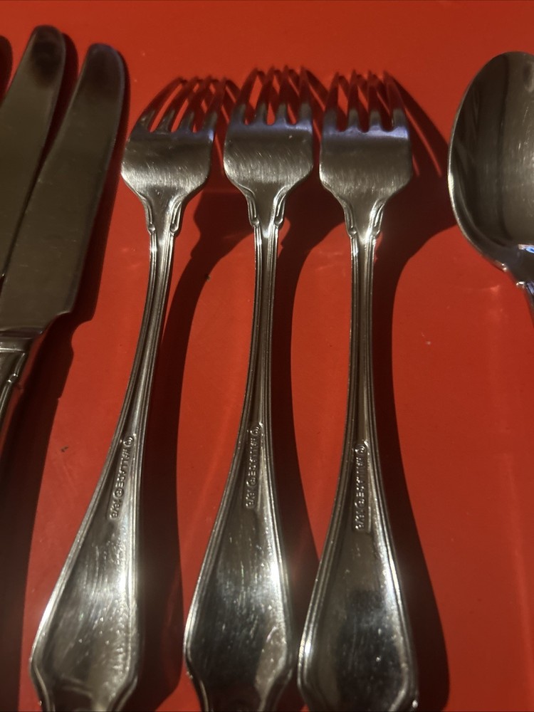 11 Pc Wallace SHELLBROOK Stainless 18/8 Mixed Flatware Glossy VC