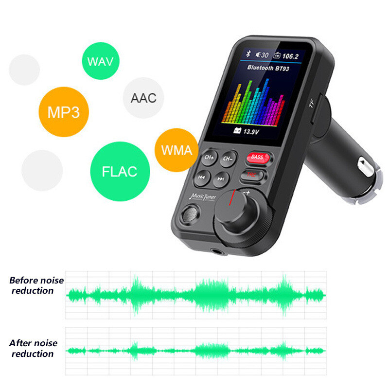 Wireless Car Bluetooth FM Transmitter Aux USB Charger Hands-Free Call Display