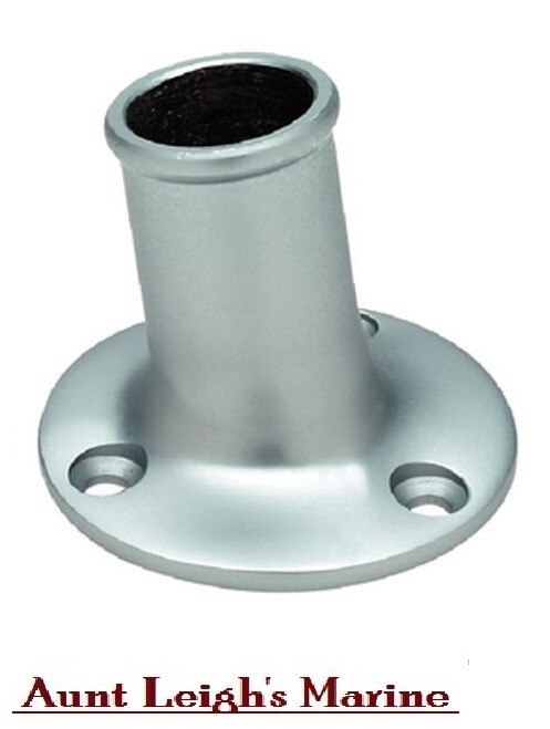 SeaChoice Chrome Plated Brass 3/4" Flag Pole Socket Holder Base Screw Mount