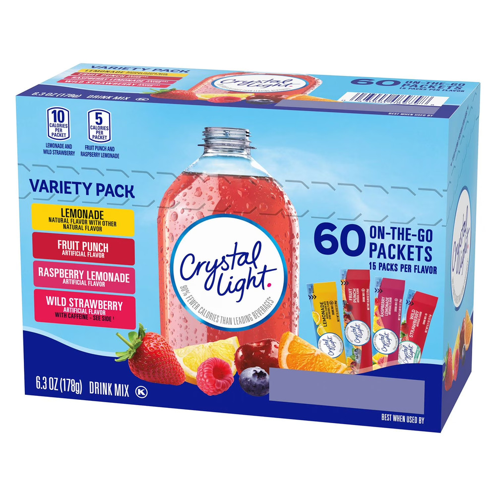 Crystal Light Drink Mix Variety Pack 60 Packets Sugar Free