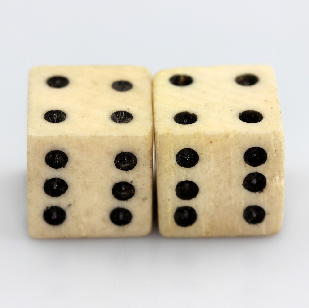 Antique Bone Dice Set Large Sized Approx ~15/32", ~12mm Cubed/Square, Nice BIN
