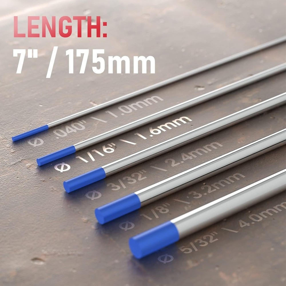 Precision Blue 1/16" TIG Electrodes 10-Pack - Easy Arc Striking, Durable Design