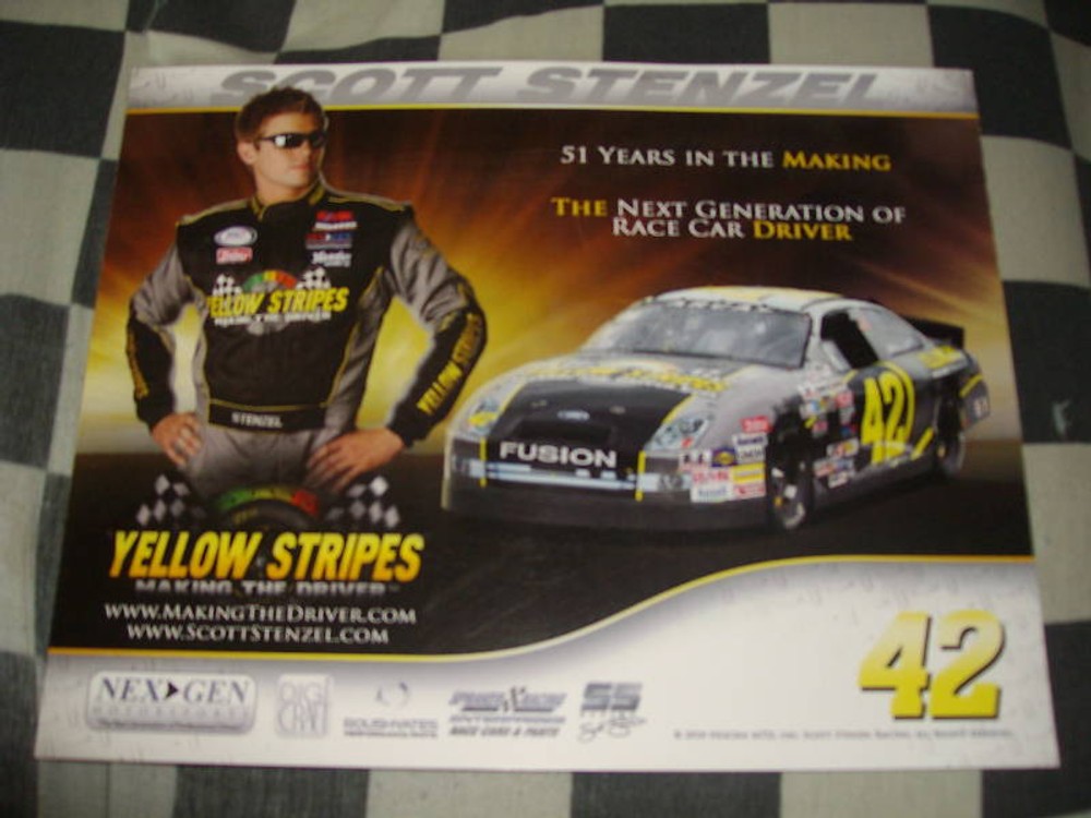 2010 SCOTT STENZEL #42 YELLOW STRIPES ARCA POSTCARD