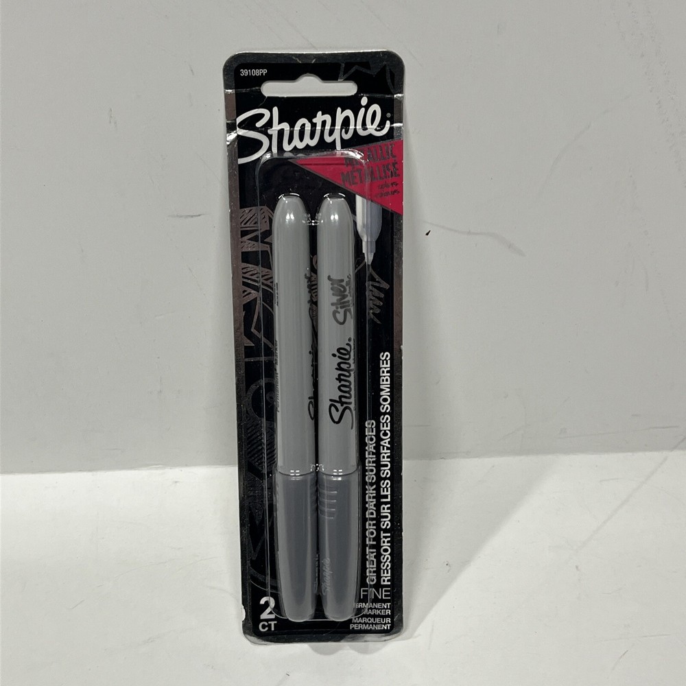 Sharpie Metallic Fine Point Permanent Markers 2/Pkg-Silver New Sealed