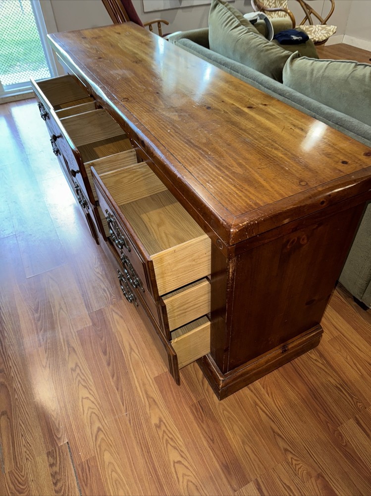 Used Solid Pine Bedroom Dresser with 8 drawers
