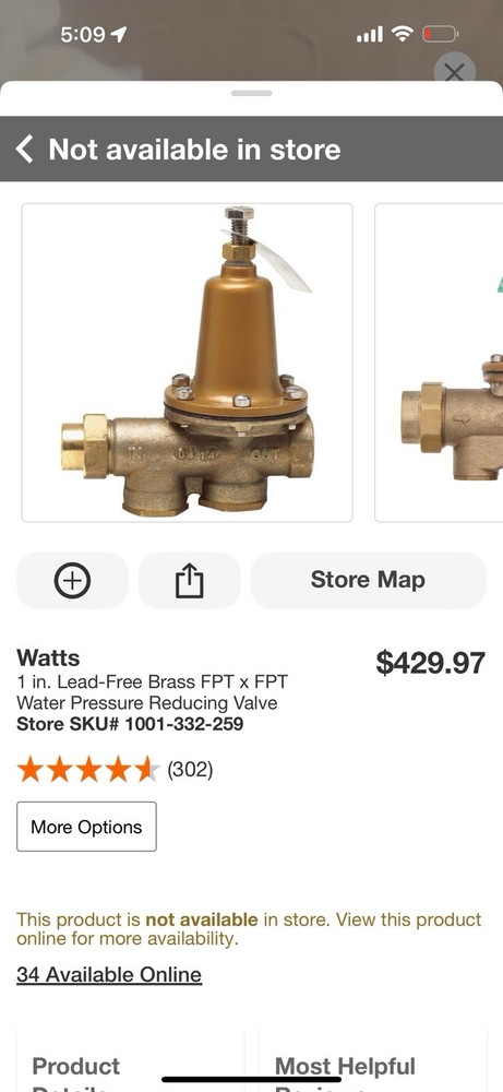WATTS LF 25AUB Z3 Water Pressure Reducing Valve