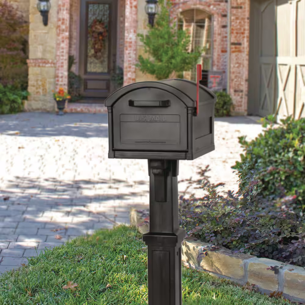 Grand Haven Black, Extra Large, Plastic, Mailbox and Post Combo
