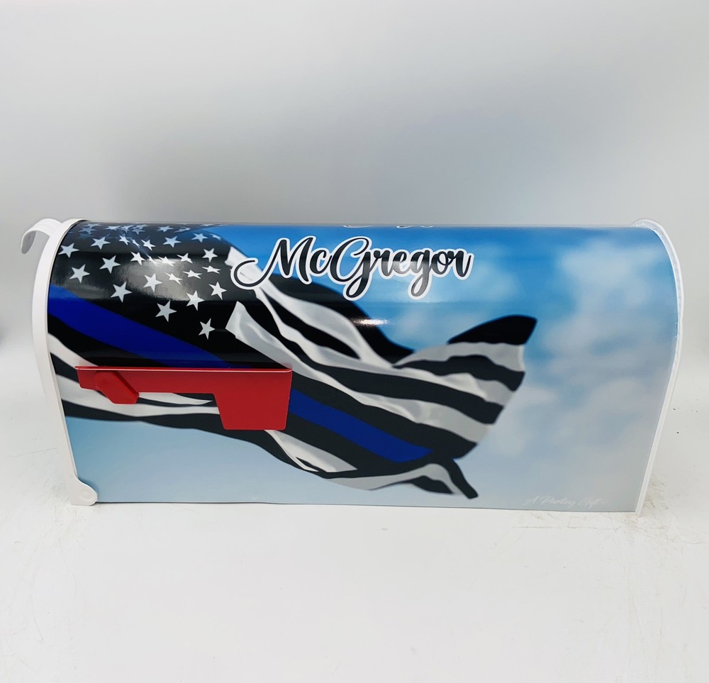 Thin Blue Line Custom Mailbox: Patriotic Gifts