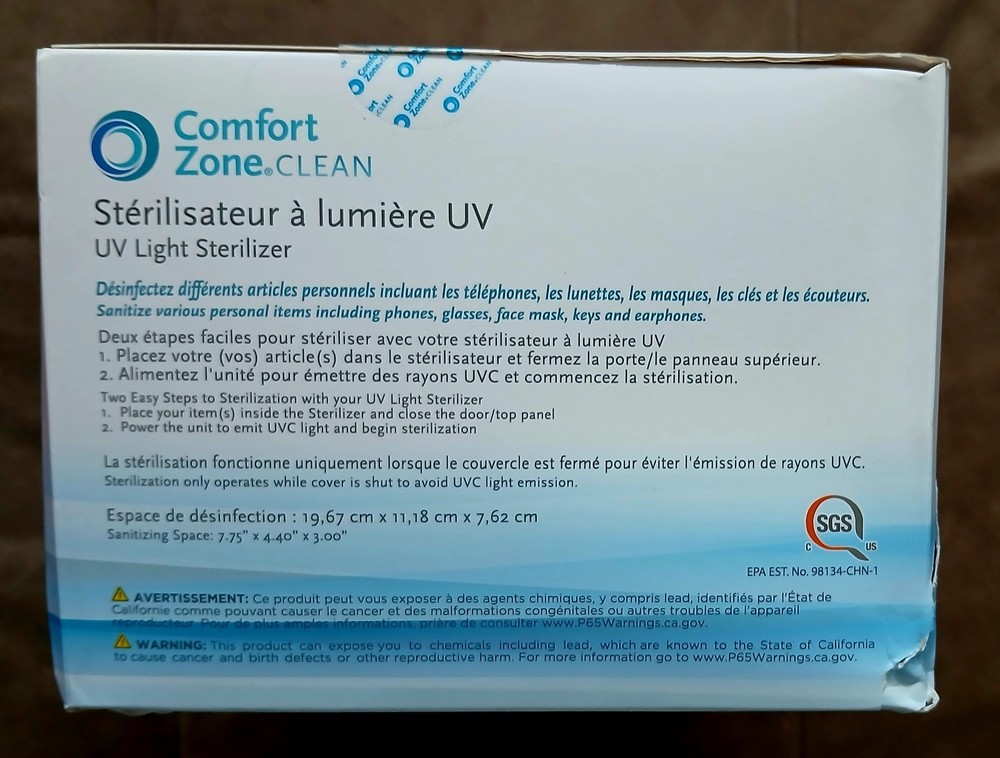 Sterilizer Comfort Zone UV Light Sterilizer