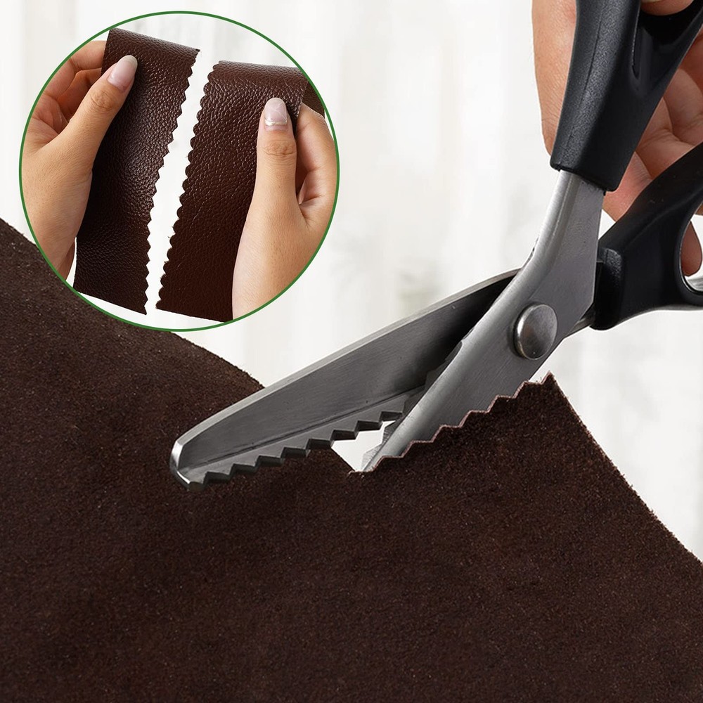 Pinking Shears Zig Zag Scissors For Fabric Leather Triangular Rounded 2 Models