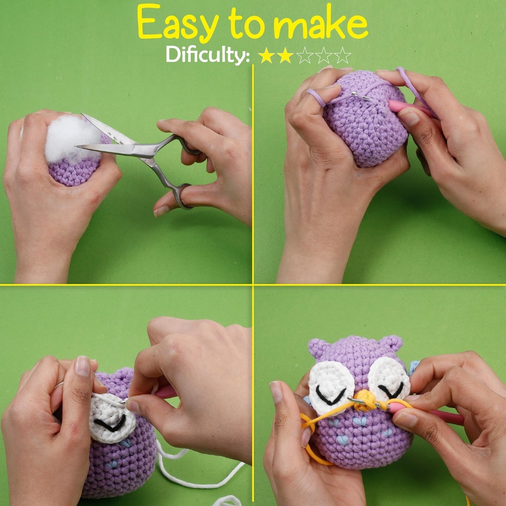 Crochet Kit for Beginners, Crochet Animal Kit with Video Tutorials & Soft Yar...