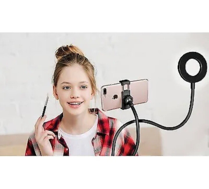 Merkury Desktop Selfie Studio Vlogging Ring Light Phone Holder with Remote.
