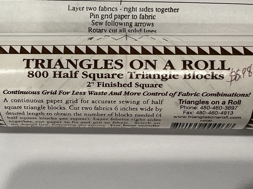 Triangles on a Roll 800 Half Square Triangle Blocks 2" Finished Square