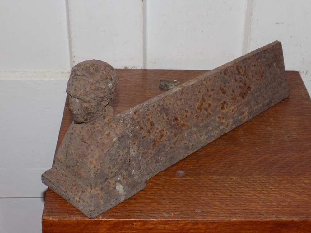 Vintage Cast Iron Figural Male Bust Boot Scraper