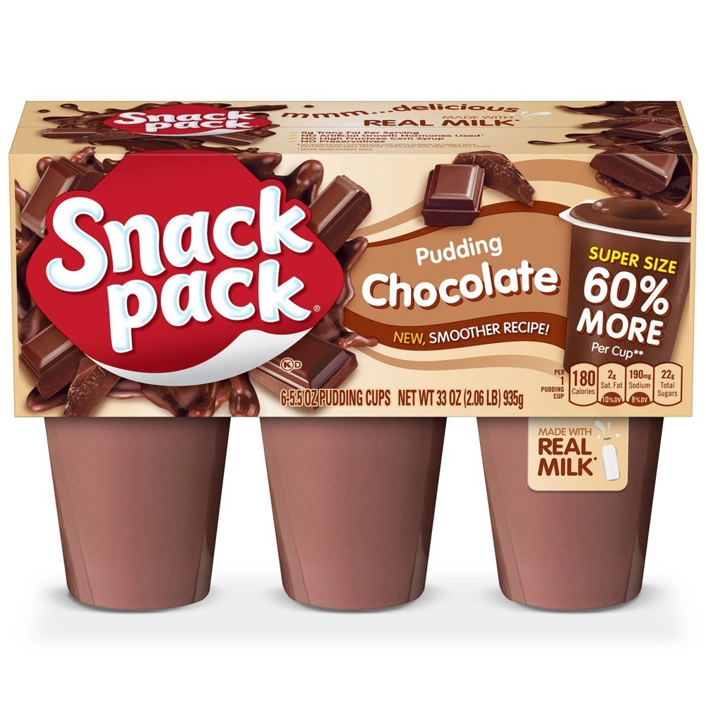 Super Size Chocolate Pudding Cups, 6 Count, 5.5 oz Each